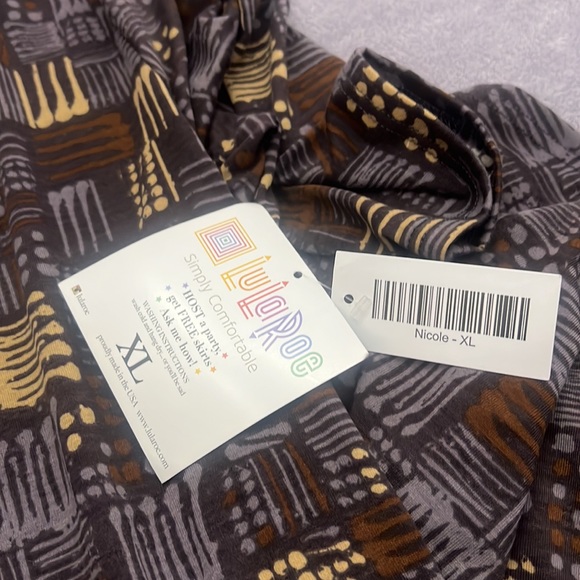 NWT LuLaRoe, Nicole style dress in gray, brown, beige. In XL size. - Picture 4 of 11